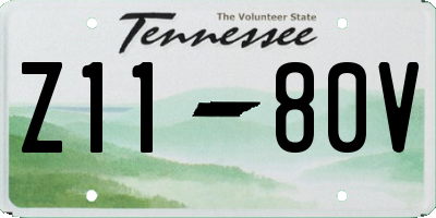 TN license plate Z1180V