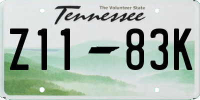 TN license plate Z1183K