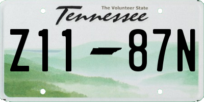 TN license plate Z1187N