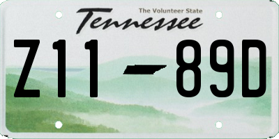 TN license plate Z1189D