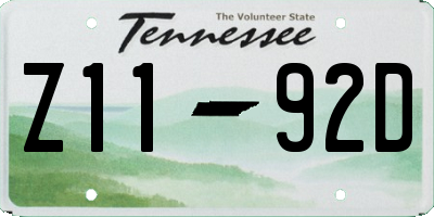 TN license plate Z1192D