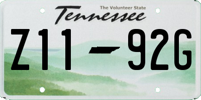 TN license plate Z1192G