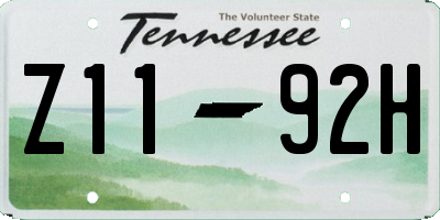 TN license plate Z1192H