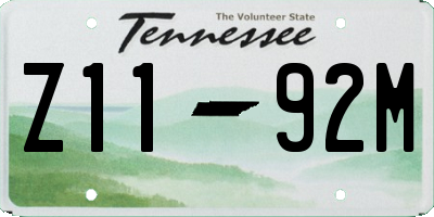 TN license plate Z1192M