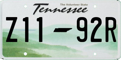 TN license plate Z1192R