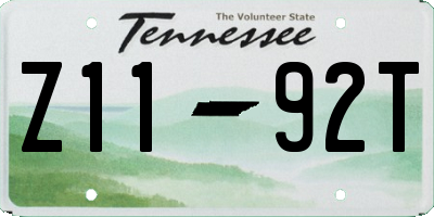 TN license plate Z1192T