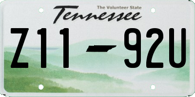 TN license plate Z1192U