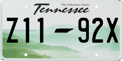 TN license plate Z1192X