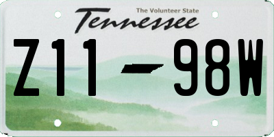 TN license plate Z1198W