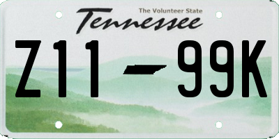 TN license plate Z1199K