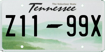 TN license plate Z1199X