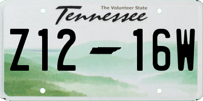 TN license plate Z1216W