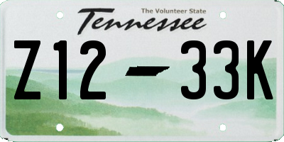 TN license plate Z1233K