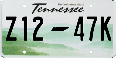 TN license plate Z1247K