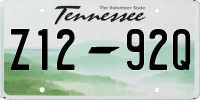 TN license plate Z1292Q