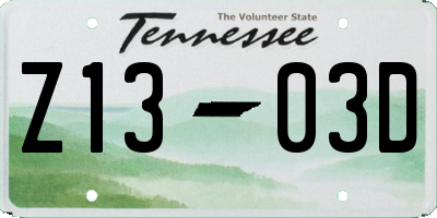 TN license plate Z1303D