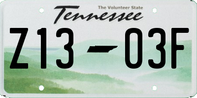 TN license plate Z1303F