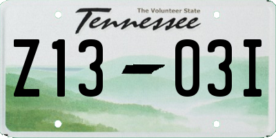 TN license plate Z1303I