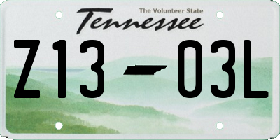 TN license plate Z1303L