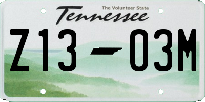 TN license plate Z1303M