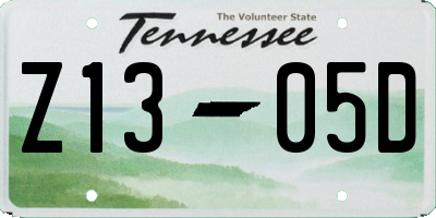TN license plate Z1305D