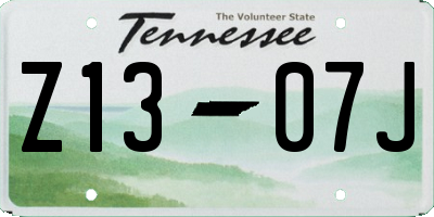 TN license plate Z1307J