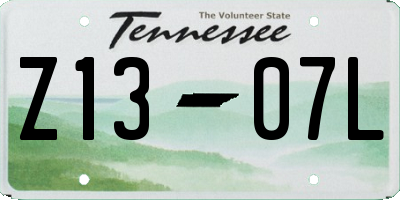 TN license plate Z1307L