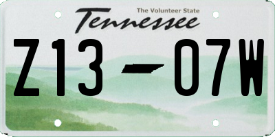 TN license plate Z1307W