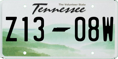 TN license plate Z1308W