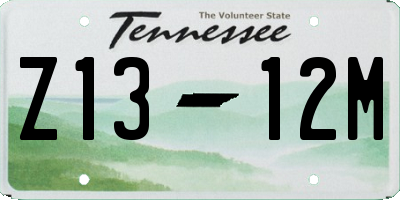 TN license plate Z1312M
