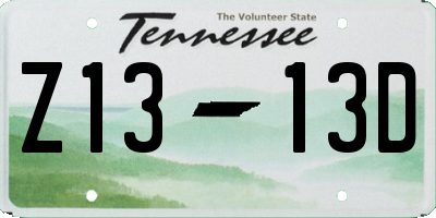 TN license plate Z1313D