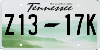TN license plate Z1317K