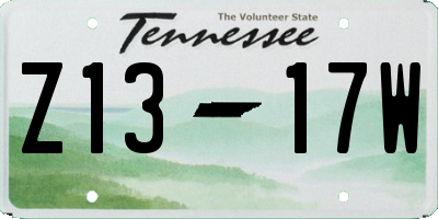TN license plate Z1317W