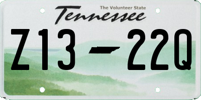 TN license plate Z1322Q