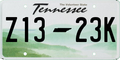 TN license plate Z1323K