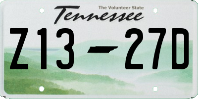 TN license plate Z1327D