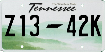 TN license plate Z1342K