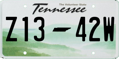 TN license plate Z1342W
