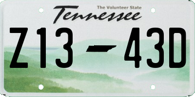 TN license plate Z1343D