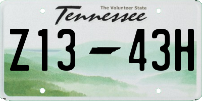 TN license plate Z1343H