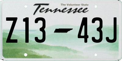 TN license plate Z1343J