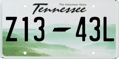 TN license plate Z1343L