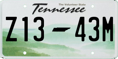 TN license plate Z1343M