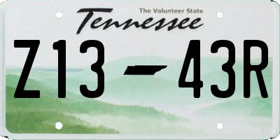 TN license plate Z1343R