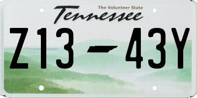 TN license plate Z1343Y