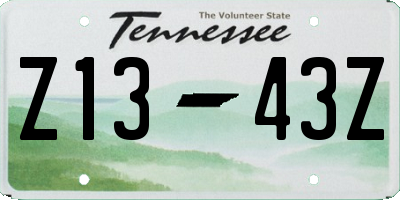 TN license plate Z1343Z