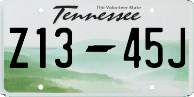 TN license plate Z1345J