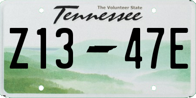 TN license plate Z1347E