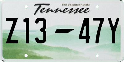 TN license plate Z1347Y