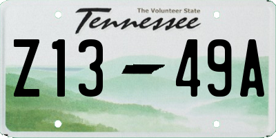 TN license plate Z1349A